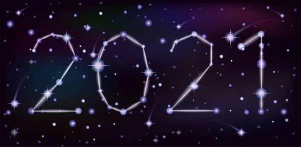 Νέο 2021 Έτος Νυχτερινός Ουρανός Καρτών Αστέρια Διανυσματική Απεικόνιση — Διανυσματικό Αρχείο