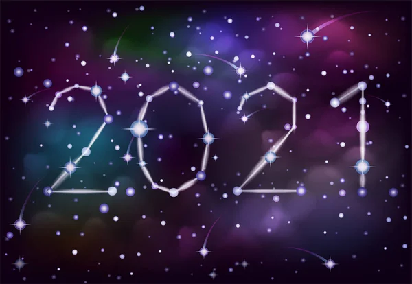 New 2021 Year Background Night Sky Vector Illustration — Stock Vector