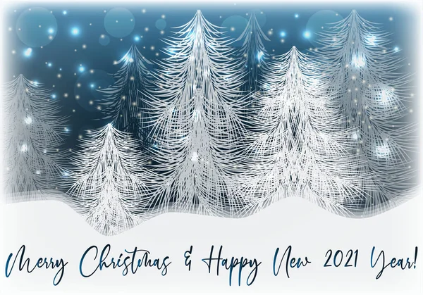 Buon Natale Nuovo Biglietto Auguri Invernale 2021 Anno Illustrazione Vettoriale — Vettoriale Stock