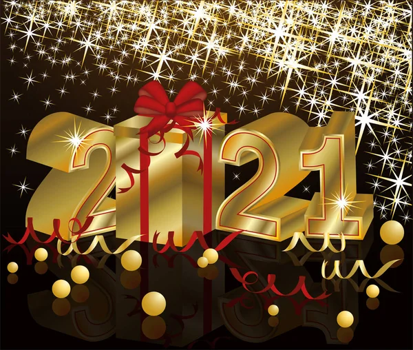 Golden Christmas Wallpaper Happy New 2021 Jaar Vector Illustratie — Stockvector