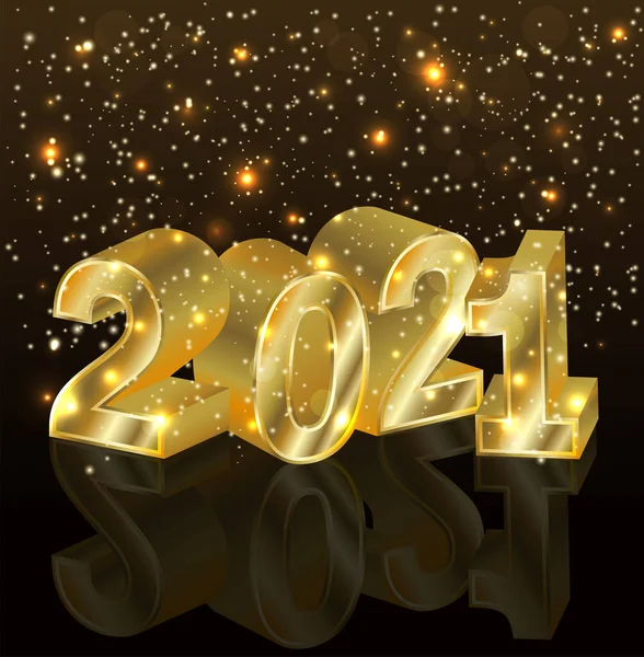 Happy New 2021 Golden Year Invitation Vip Card Vector Illustration — Stock Vector