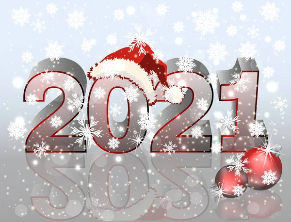 Feliz Ano Novo 2021 Banner Com Chapéu Xmas Ilustração Vetorial — Vetor de Stock