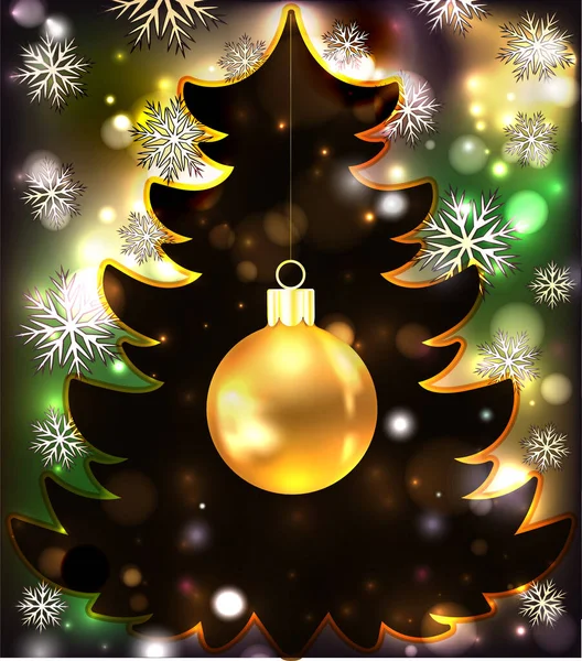 Vrolijk Kerstfeest Gelukkig Nieuwjaar Gouden Kaart Vector Illustratie — Stockvector