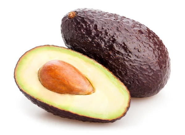 Gesneden Hass Avocado Geïsoleerd Een Witte Achtergrond Close — Stockfoto