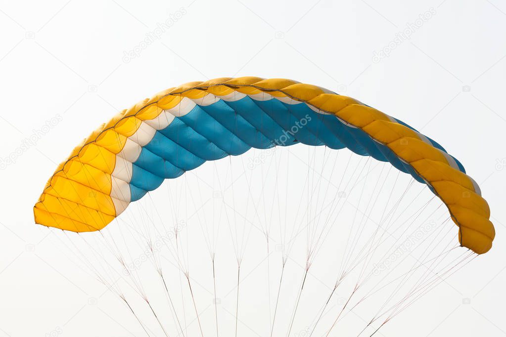 paraglider in air on white background