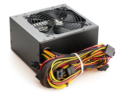 Beyaz arka plan üzerinde izole pc güç kaynağı kapat