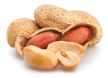 Beyaz arka plan üzerinde izole fıstık açın, yakın çekim