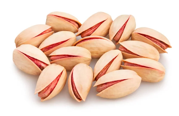 Pistachios Pilha Isolado Fundo Branco Close — Fotografia de Stock