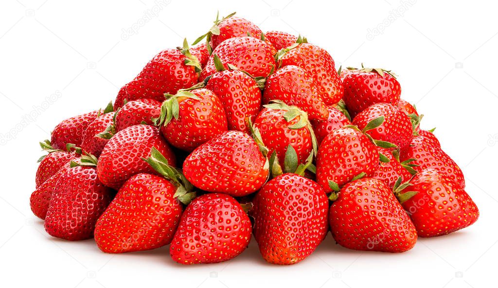 strawberries heap isolated, close up
