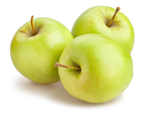 Gröna Äpplen Isolerat Nära Upp Skott — Stockfoto