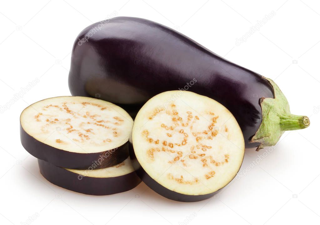sliced eggplant isolated close up shot