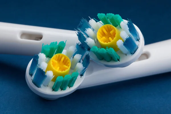Elektrikli Diş Fırçası Kafaları Closeup Mavi — Stok fotoğraf