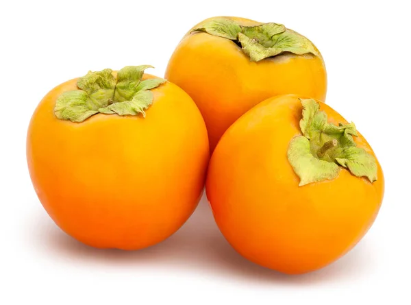 Grupa Persimmons Białym Tle Blisko Strzał — Zdjęcie stockowe