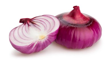 atış dilimlenmiş kırmızı soğan izole kapatmak