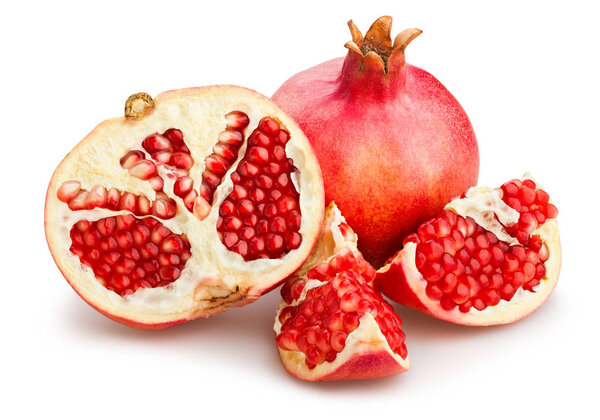 sliced pomegranate isolated close up shot