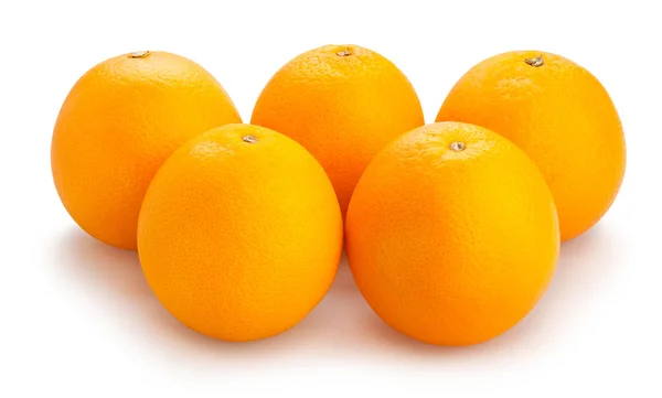 Апельсини Група Ізольовані Крупним Планом Постріл — стокове фото