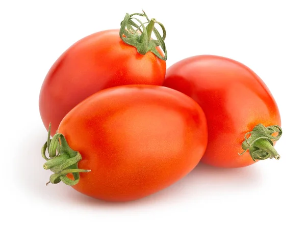 Verse Rijpe Tomaten Van Pruim Geïsoleerd Witte Achtergrond — Stockfoto