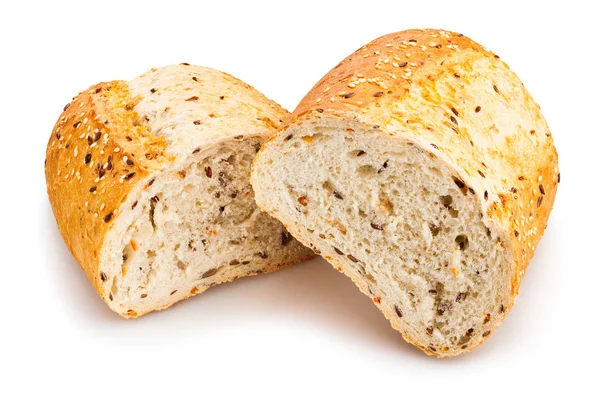 在白色背景上隔离的切片面包 — 图库照片