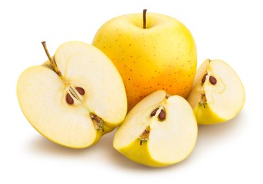 Beyaz arka plan üzerinde izole altın lezzetli elma