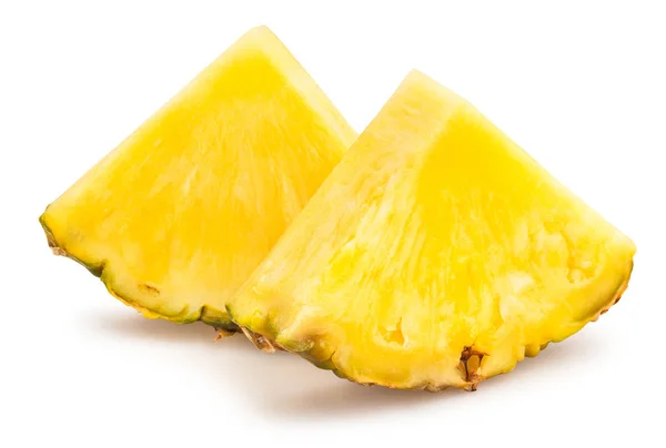 Stukjes Gesneden Ananas Geïsoleerd Witte Achtergrond — Stockfoto