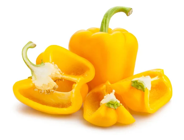 Yellow Bell Peppers Isolated White Background — Stock Photo, Image