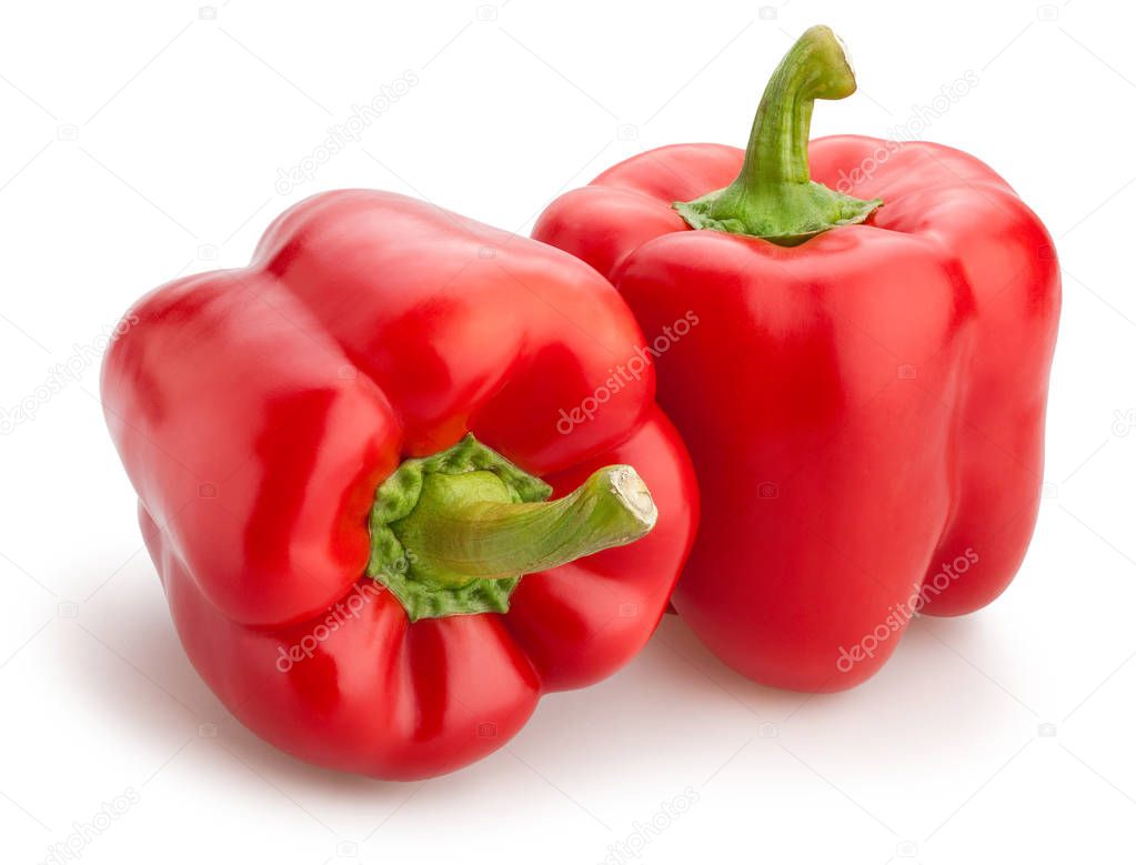 red bell peppers isolated on white background