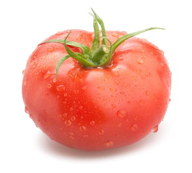 Beyaz arkaplanda izole edilmiş pembe domates