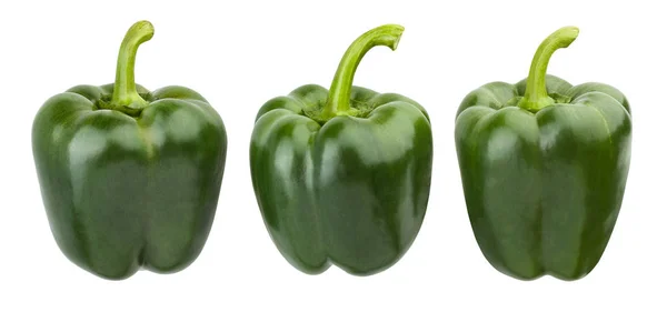 Peperoni Verdi Isolati Sfondo Bianco — Foto Stock