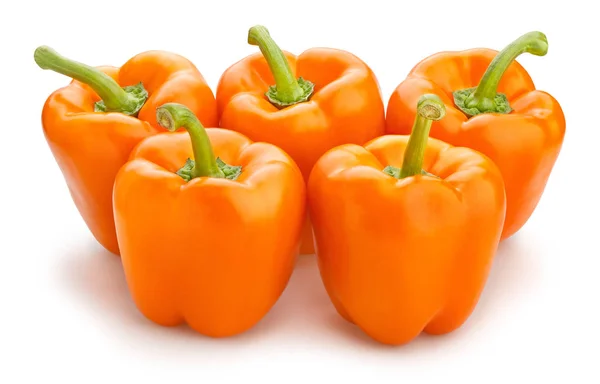 Orange Bell Peppers Isolated White Background — Stock Photo, Image
