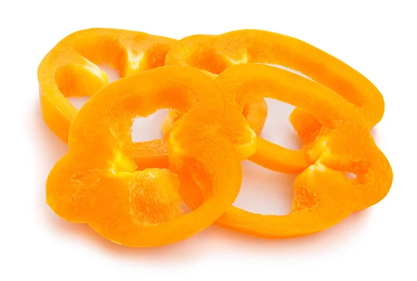 Sliced Orange Bell Pepper Isolated White Background — Stock Photo, Image