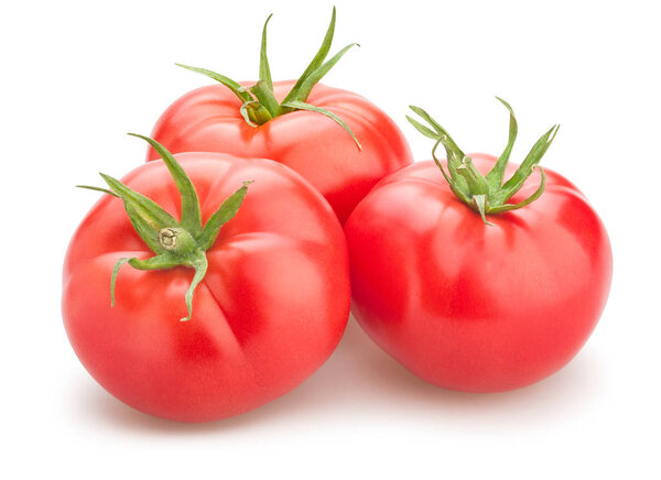 pink tomatoes isolated on white background