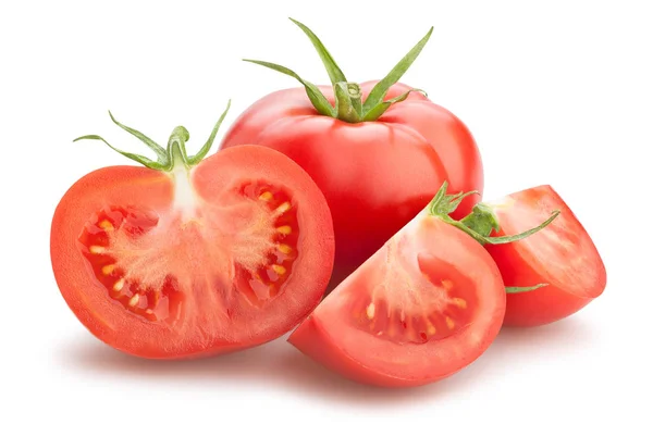 Tomates Rosados Rodajas Aislados Sobre Fondo Blanco —  Fotos de Stock