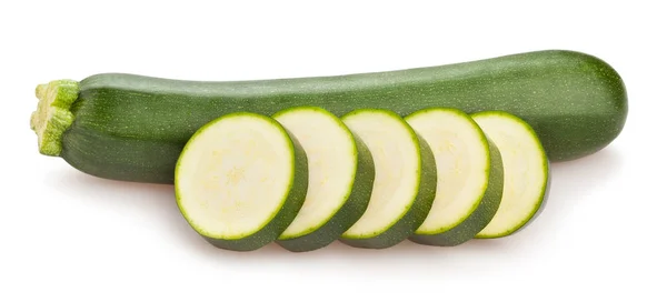 Tranches Courge Verte Entière Isolées Sur Fond Blanc — Photo