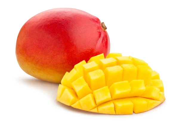 Sliced Mango Isolated White Background — Stock Photo, Image