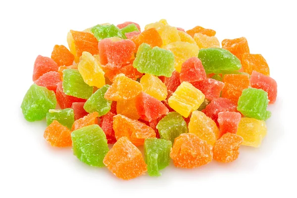 Beyaz arka plan üzerinde izole meyve şekerlenmiş yığın