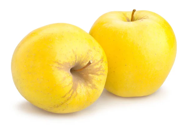 Zlatá Lahodná Jablka Izolovaných Bílém Pozadí — Stock fotografie