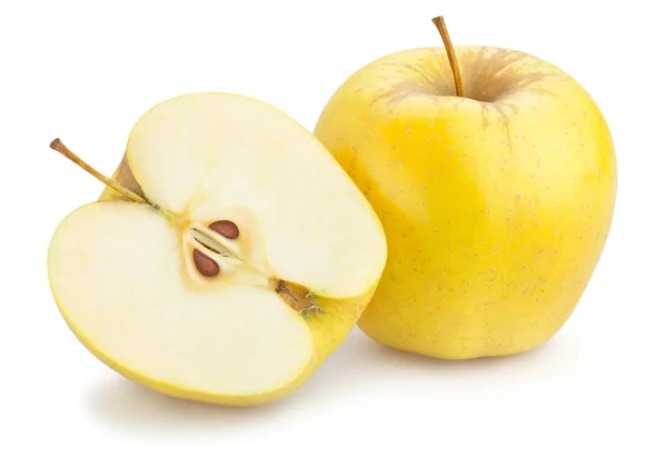 Нарізані Золоті Смачні Яблука Ізольовані Білому Тлі — стокове фото
