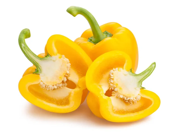 Sliced Yellow Bell Pepper Isolated White Background — Stock Photo, Image