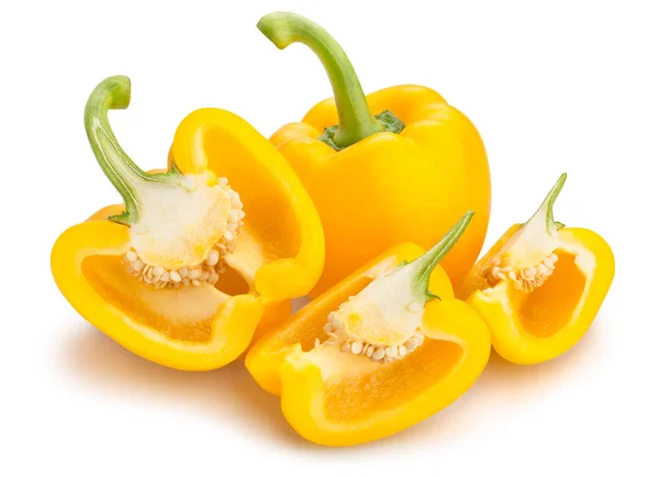 Sliced Yellow Bell Pepper Isolated White Background — Stock Photo, Image