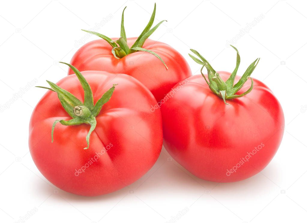 pink tomatoes isolated on white background