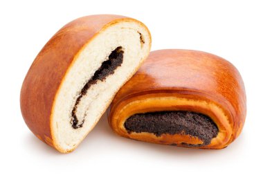 beyaz arka plan üzerinde izole haşhaş çörekler