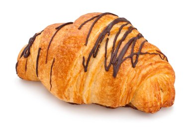 Beyaz arka plan üzerinde izole lezzetli kruvasan