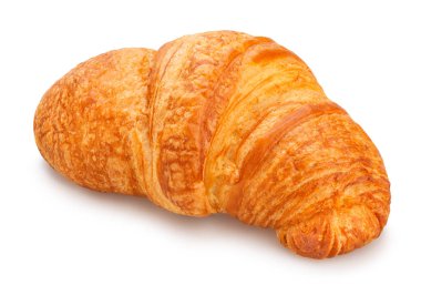 Beyaz arka plan üzerinde izole lezzetli kruvasan