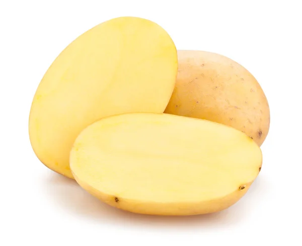 Gele Aardappelen Geïsoleerd Witte Achtergrond — Stockfoto