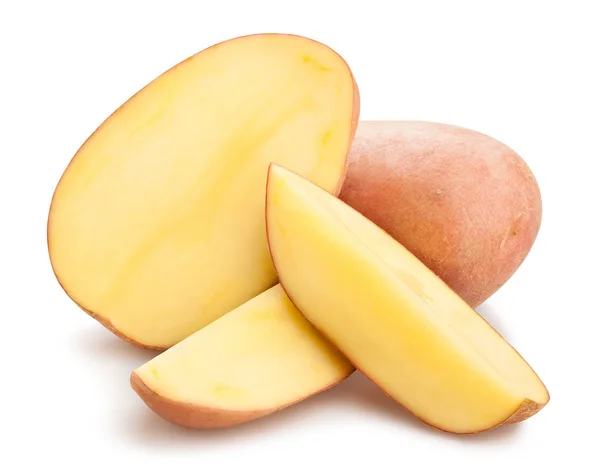 Gesneden Rode Aardappelen Geïsoleerd Witte Achtergrond — Stockfoto