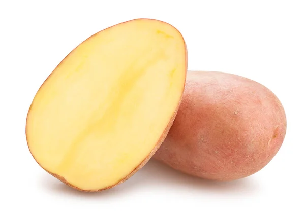 Gesneden Rode Aardappelen Geïsoleerd Witte Achtergrond — Stockfoto