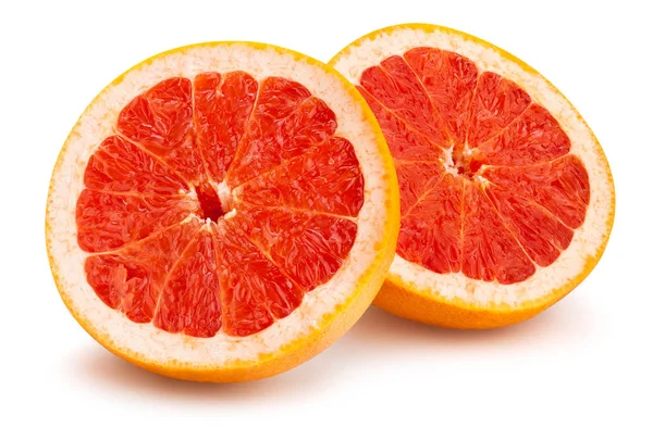 Gesneden Grapefruits Geïsoleerd Witte Achtergrond — Stockfoto