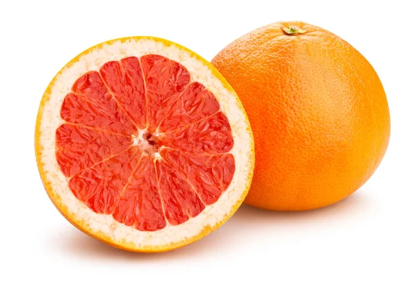 Gesneden Grapefruits Geïsoleerd Witte Achtergrond — Stockfoto