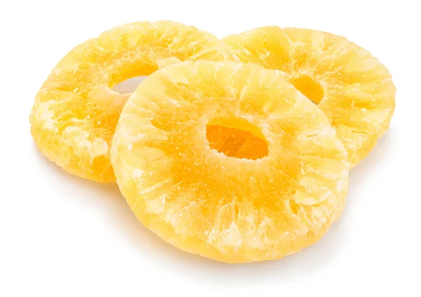 Gesneden Gegecaneerde Ananas Geïsoleerd Witte Achtergrond — Stockfoto