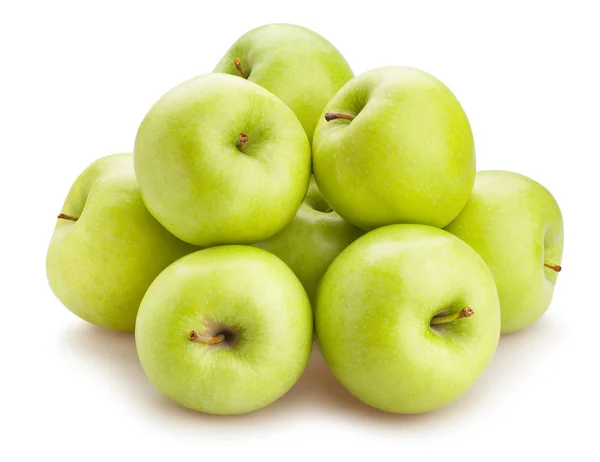 Färska Gröna Äpplen Isolerad Vit — Stockfoto